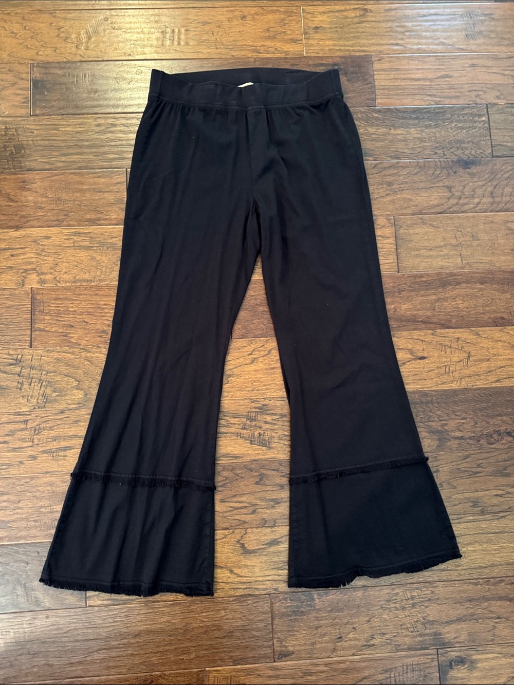 Women's Black Flared Wearables pants  with Frayed Hem